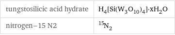 tungstosilicic acid hydrate | H_4[Si(W_3O_10)_4]·xH_2O nitrogen-15 N2 | ^15N_2