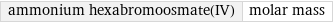 ammonium hexabromoosmate(IV) | molar mass