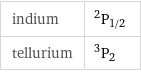 indium | ^2P_(1/2) tellurium | ^3P_2