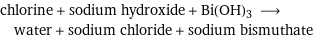 chlorine + sodium hydroxide + Bi(OH)3 ⟶ water + sodium chloride + sodium bismuthate