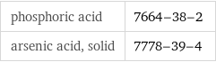 phosphoric acid | 7664-38-2 arsenic acid, solid | 7778-39-4