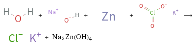  + + + ⟶ + Na2Zn(OH)4