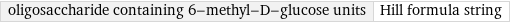 oligosaccharide containing 6-methyl-D-glucose units | Hill formula string