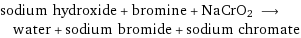 sodium hydroxide + bromine + NaCrO2 ⟶ water + sodium bromide + sodium chromate