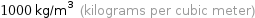 1000 kg/m^3 (kilograms per cubic meter)