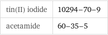 tin(II) iodide | 10294-70-9 acetamide | 60-35-5