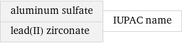 aluminum sulfate lead(II) zirconate | IUPAC name