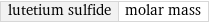 lutetium sulfide | molar mass