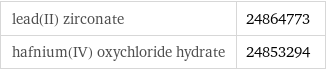 lead(II) zirconate | 24864773 hafnium(IV) oxychloride hydrate | 24853294