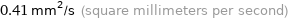 0.41 mm^2/s (square millimeters per second)