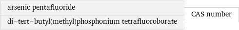 arsenic pentafluoride di-tert-butyl(methyl)phosphonium tetrafluoroborate | CAS number