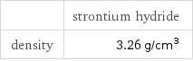  | strontium hydride density | 3.26 g/cm^3