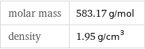 molar mass | 583.17 g/mol density | 1.95 g/cm^3