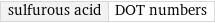 sulfurous acid | DOT numbers