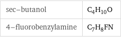 sec-butanol | C_4H_10O 4-fluorobenzylamine | C_7H_8FN