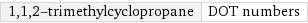 1, 1, 2-trimethylcyclopropane | DOT numbers