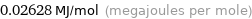 0.02628 MJ/mol (megajoules per mole)