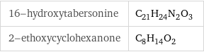 16-hydroxytabersonine | C_21H_24N_2O_3 2-ethoxycyclohexanone | C_8H_14O_2