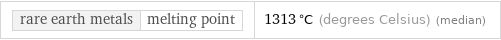 rare earth metals | melting point | 1313 °C (degrees Celsius) (median)