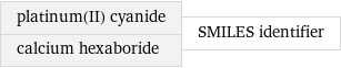 platinum(II) cyanide calcium hexaboride | SMILES identifier