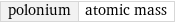 polonium | atomic mass