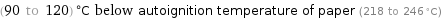 (90 to 120) °C below autoignition temperature of paper (218 to 246 °C)