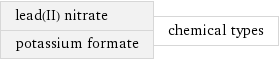 lead(II) nitrate potassium formate | chemical types