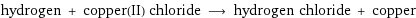 hydrogen + copper(II) chloride ⟶ hydrogen chloride + copper