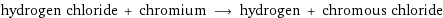 hydrogen chloride + chromium ⟶ hydrogen + chromous chloride