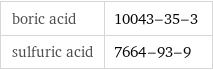 boric acid | 10043-35-3 sulfuric acid | 7664-93-9