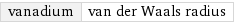 vanadium | van der Waals radius