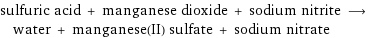 sulfuric acid + manganese dioxide + sodium nitrite ⟶ water + manganese(II) sulfate + sodium nitrate