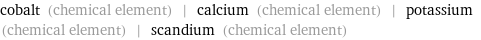 cobalt (chemical element) | calcium (chemical element) | potassium (chemical element) | scandium (chemical element)