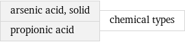 arsenic acid, solid propionic acid | chemical types