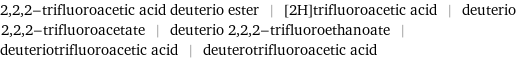 2, 2, 2-trifluoroacetic acid deuterio ester | [2H]trifluoroacetic acid | deuterio 2, 2, 2-trifluoroacetate | deuterio 2, 2, 2-trifluoroethanoate | deuteriotrifluoroacetic acid | deuterotrifluoroacetic acid