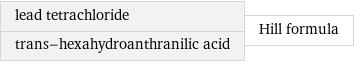 lead tetrachloride trans-hexahydroanthranilic acid | Hill formula