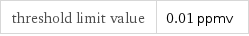 threshold limit value | 0.01 ppmv