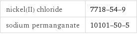nickel(II) chloride | 7718-54-9 sodium permanganate | 10101-50-5