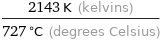 (2143 K (kelvins))/(727 °C (degrees Celsius))