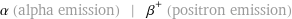 α (alpha emission) | β^+ (positron emission)