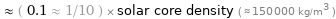  ≈ ( 0.1 ≈ 1/10 ) × solar core density ( ≈ 150000 kg/m^3 )