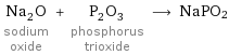 Na_2O sodium oxide + P_2O_3 phosphorus trioxide ⟶ NaPO2
