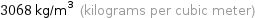 3068 kg/m^3 (kilograms per cubic meter)