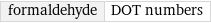 formaldehyde | DOT numbers