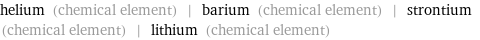 helium (chemical element) | barium (chemical element) | strontium (chemical element) | lithium (chemical element)