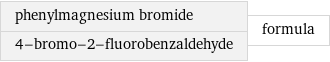 phenylmagnesium bromide 4-bromo-2-fluorobenzaldehyde | formula