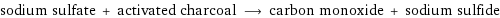 sodium sulfate + activated charcoal ⟶ carbon monoxide + sodium sulfide