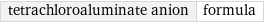 tetrachloroaluminate anion | formula