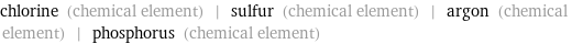 chlorine (chemical element) | sulfur (chemical element) | argon (chemical element) | phosphorus (chemical element)