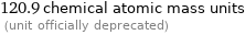 120.9 chemical atomic mass units  (unit officially deprecated)